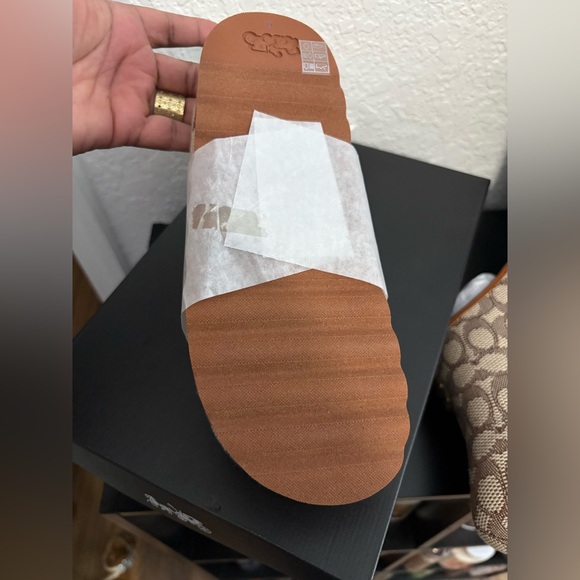 Coach Brown and Cream Signature Canvas Clog Mules with Gold 'C' - Picture 2 of 5